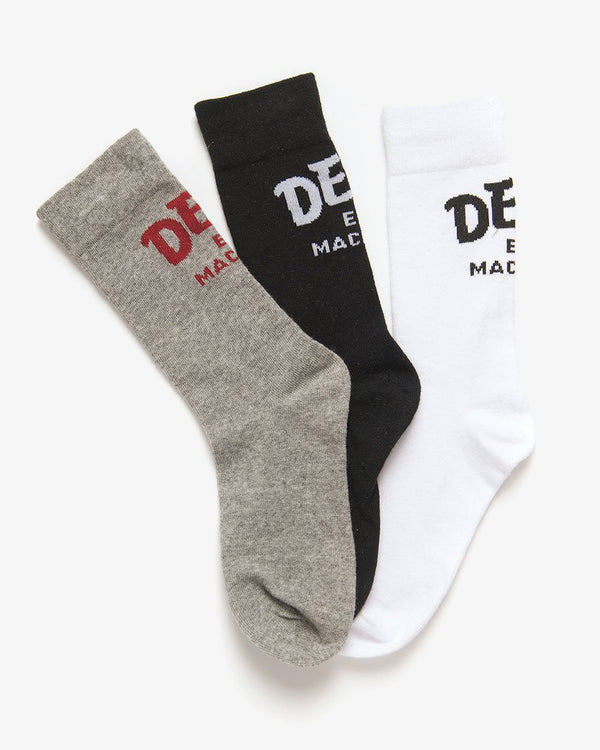 Multi-coloured 3 pack multi classic sock with jacquard art, 86% cotton 12% nylon fabrication
